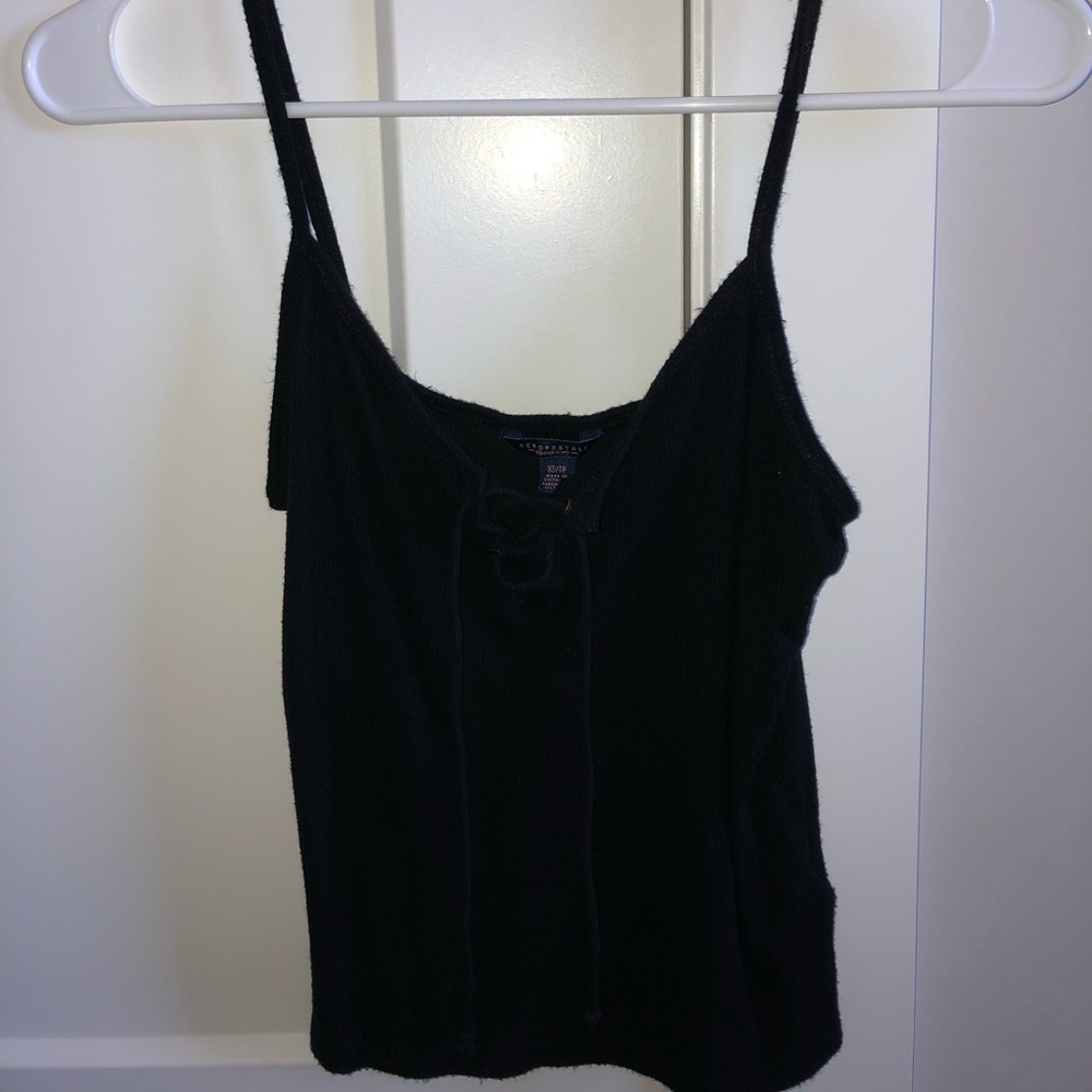 tie up black cropped tank